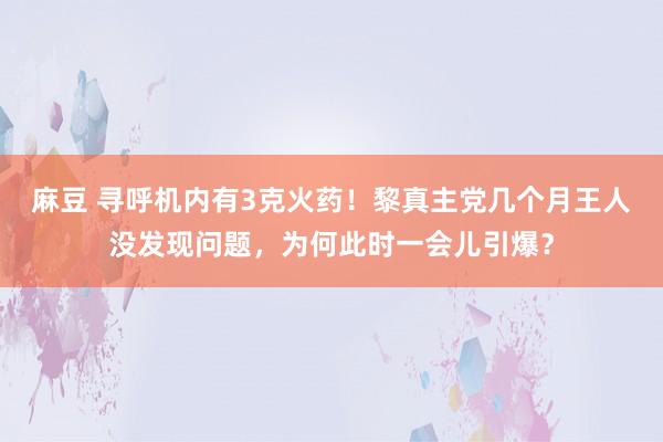 麻豆 寻呼机内有3克火药！黎真主党几个月王人没发现问题，为何此时一会儿引爆？