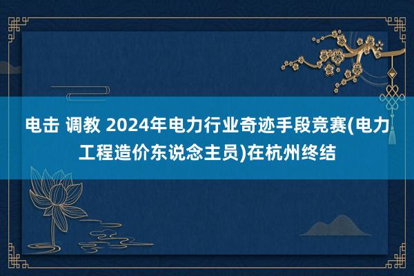 电击 调教 2024年电力行业奇迹手段竞赛(电力工程造价东说念主员)在杭州终结