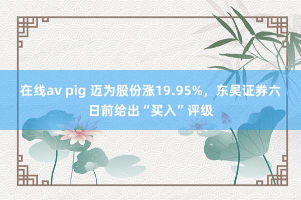 在线av pig 迈为股份涨19.95%，东吴证券六日前给出“买入”评级