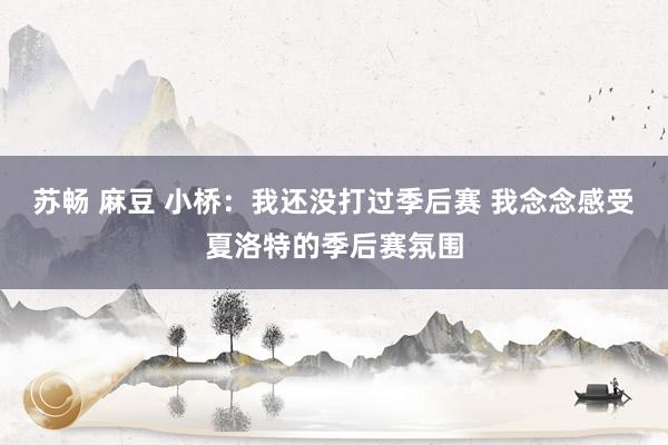 苏畅 麻豆 小桥：我还没打过季后赛 我念念感受夏洛特的季后赛氛围