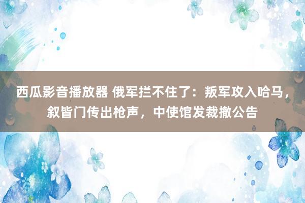 西瓜影音播放器 俄军拦不住了：叛军攻入哈马，叙皆门传出枪声，中使馆发裁撤公告