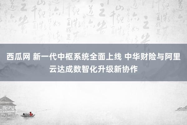 西瓜网 新一代中枢系统全面上线 中华财险与阿里云达成数智化升级新协作