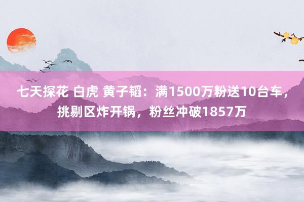 七天探花 白虎 黄子韬：满1500万粉送10台车，挑剔区炸开