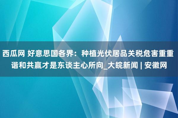 西瓜网 好意思国各界：种植光伏居品关税危害重重 谐和共赢才是