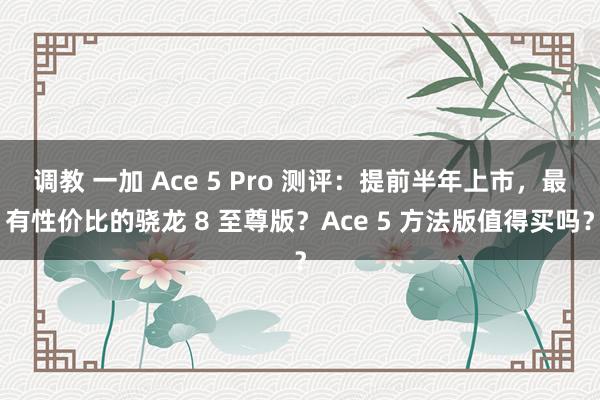 调教 一加 Ace 5 Pro 测评：提前半年上市，最有性价