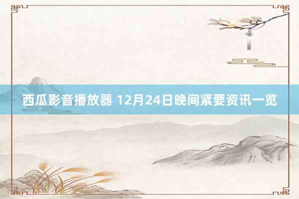 西瓜影音播放器 12月24日晚间紧要资讯一览