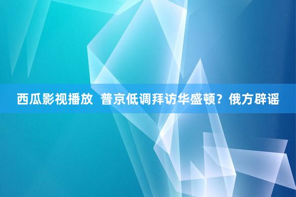 西瓜影视播放  普京低调拜访华盛顿？俄方辟谣