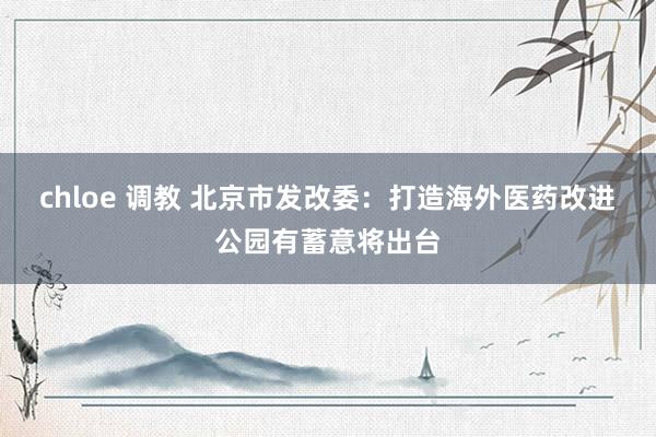 chloe 调教 北京市发改委：打造海外医药改进公园有蓄意将