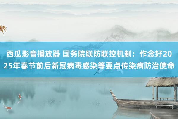 西瓜影音播放器 国务院联防联控机制：作念好2025年春节前后